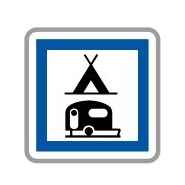 Panneau de signalisation indication Terrain de camping pour tentes, caravanes et autocaravanes - CE4c
