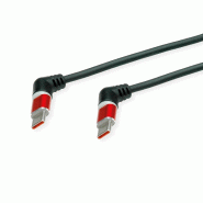 ROLINE Câble USB 2.0, C-C, M/M, rotation à 360°, rouge/noir, 1 m