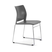 Chaise assise et dos PP, pied traineau chromé, empilable x 6 - Adela Traineau ALE0/4- PROMO -30%