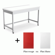 Table boucherie avec plan rouge ou blanc épaisseur 4 cm - Profondeur 70