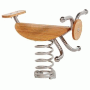 Jeu Ressort Natural - Structure en inox et assise en bois pour enfants de 3 à 12 ans