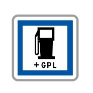 Panneau de signalisation indication Poste de distribution de carburant 7 / 7 et 24 / 24 + G.P.L. - CE15c