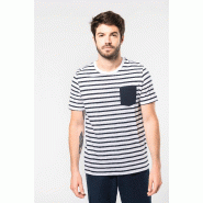 T-shirt rayé marin avec poche manches courtes homme -  Réf: K378