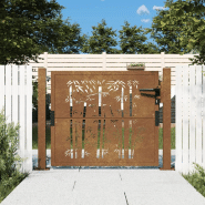 Vidaxl portail de jardin 105x105 cm acier corten design de bambou 153185