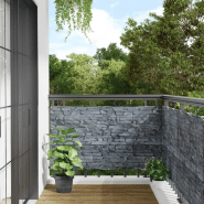 Vidaxl écran d'intimité de jardin aspect pierre de rebord gris pvc 4005414
