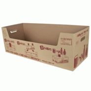 Caisse en carton - support carton courses kraft brun carrément pratique / 79 + 27 x 30 cm