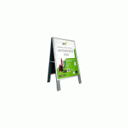 Chevalet stop trottoir - Bois gris avec porte affiche alu format A1 - Dimensions 106 x 62 cm - Référence : LSTFA1G