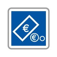 Panneau de signalisation indication: Paiement automatique par billets et/ou pièces de monnaie - C64c2