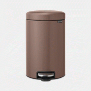 Poubelle à pédale NewIcon 12 litres - Satin Taupe - Brabantia - Petite taille, pédale en acier inoxydable, couvercle anti-odeurs et système anti-basculement