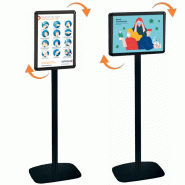 Porte-messages Cadro-Clic double-face A3 sur pied 133 cm noir Réf : 214033NR