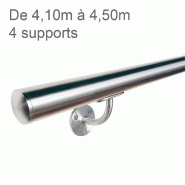 Rampe inox murale - longueur de 4,10m à 4,50m - inox brossé satiné - Ø 42.4 mm