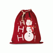 Sac coton à cordon motif bonhomme de neige -  Réf: KI0745