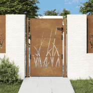Vidaxl portail de jardin 105x130 cm acier corten conception d'herbe 153174