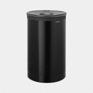 Corbeille à linge Brabantia - 60 litres - Matt Black - Ouverture Quick-Drop et sac à linge en coton