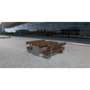 Table avec bancs en acier inoxydable et bois Classe IV - Référence MUB18