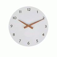 Horloge silencieuse 100% bois 30cm - quartz - coloris bois/blanc