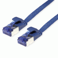 Cordon VALUE Cat.6A (Classe EA) F/UTP confectionné, plat, bleu, 0,5 m