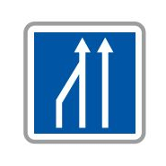 Panneau de signalisation indication: Réduction du nombre de voies - C28 ex.2