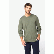 Pull écoresponsable délavé à col rond homme  -  Réf: NS914