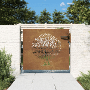 Vidaxl portail de jardin 85x100 cm acier corten conception de l'arbre 153209