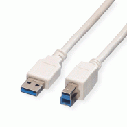 VALUE Câble USB 3.2 Gen 1 Type A-B, blanc, 0,8 m