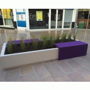 Jardinière Espace en béton avec banc intégré - Blanc / Gris / Ocre / Finition petra 1