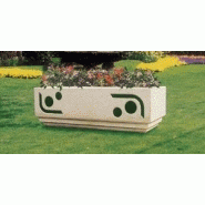 Jardinière rectangulaire avec motifs - Ref. 2150 - Peinture personnalisable, double pied en retrait