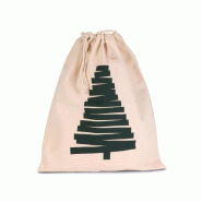 Sac coton à cordon motif sapin -  Réf: KI0746