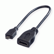 Roline câble hdmi high speed avec ethernet, hdmi f - micro hdmi m, 0,15 m