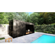 Container pool house avec baie vitrée et local fermé - H 2,60 m x L 6,06 m x l 2,44 m