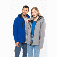 Veste Softshell 3 couches à capuche avec manches amovibles unisexe -  Réf: K422