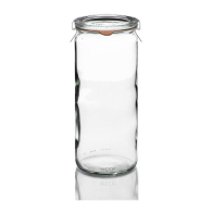 Bocaux en verre WECK tube 1040 ml Ø 80mm avec couvercles en verre et joints (clips non inclus) - WN000053