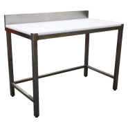 Table inox 700x700 adossée AISI 304 avec 1 sous tablette