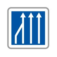 Panneau de signalisation indication: Réduction du nombre de voies - C28 ex.3