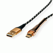 ROLINE GOLD Câble de charge et synchronisation USB 2.0 type A-C, M/M, avec fonction d'appui, 1 m