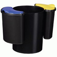 MODULTRI - Corbeille de tri sélectif 25L - Noir / Bleu / Jaune - Polystyrène antichoc recyclable