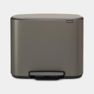 Poubelle à pédale Bo -3 x 11 litres - Platinum Brabantia Bo Pedal Bin pour tri sélectif avec design peu encombrant et base antidérapante