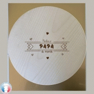 Planche à découper / plateau à fromage rond - gravure meilleur papa du monde | cadeau fête des pères | 3 modèles référence: 002-planche-poignee