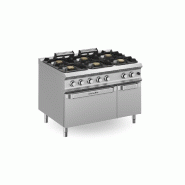 Fourneau 6 feux gaz MBM sur four électrique GN 2/1 avec placard - Modèle IPX5 - Flex Burner haute puissance - 6x5.5 Kw