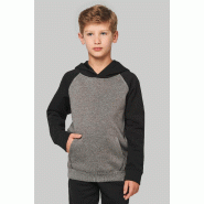 Sweat-shirt capuche bicolore enfant - Réf: PA370 - PROACT - Polyester/Coton - Molleton gratté