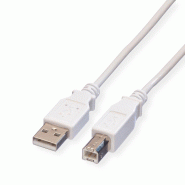VALUE Câble USB 2.0 Type A-B, blanc, 4,5 m