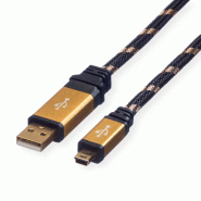 ROLINE GOLD Câble USB 2.0, type A - mini 5- broches, 0,8 m