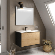 Meuble de salle de bain 3 tiroirs PALMA et miroir Led STAM - 70cm - Meuble  simple vasque/Meuble simple vasque avec miroir - cosyneo