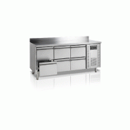 Desserte réfrigérée adossée TEFCOLD 6 tiroirs GN1/1 inox AISI304 - Evaporateur ventilé - Groupe logé tropicalisé classe climatique 4