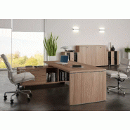 Bureau individuel pied panneau sur console So Flora - Noyer Naturel, 195 x 170 cm