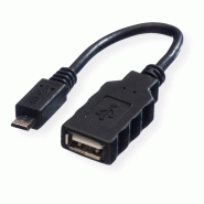 Roline câble usb 2.0, usb a femelle - micro usb b mâle, otg, 0,15 m