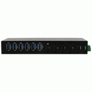 EXSYS EX-12290HMS HUB métallique 10 ports USB 3.2 Gen 2x1, 4x USB-C et 6x USB-A 3.2 Gen 1, pour table, mur et rail DIN