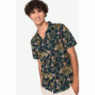 Chemise écoresponsable imprimé hawaî¢en homme  -  Réf: NS529