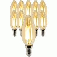 Gold Lot de 10 Ampoule Flamme LED E14, 4W, Blanc Chaud 3000k, Flamme Bougie  LED encastrable.