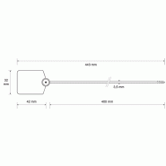 Scellé à tige lisse - PP - Longueur 400 mm - Tige Ø3.5 mm - Platine 42x32 mm - Rouge